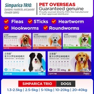 Simparica Trio Chewable Tablet for Dogs 1.3-2.5kg 2.5-5kg 5-10kg 10-20kg 20-40kg