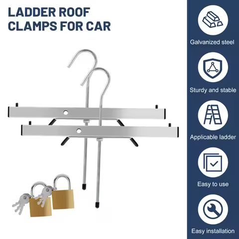2PCS Ladder Roof Clamps for Car Universal Ladder Holder with Padlock for Vehicles Ladder Clamp Locka