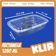 KLIR THINWALL RECTANGLE/ RECTANGLE CONTAINER + LID 1250ML 25SETS