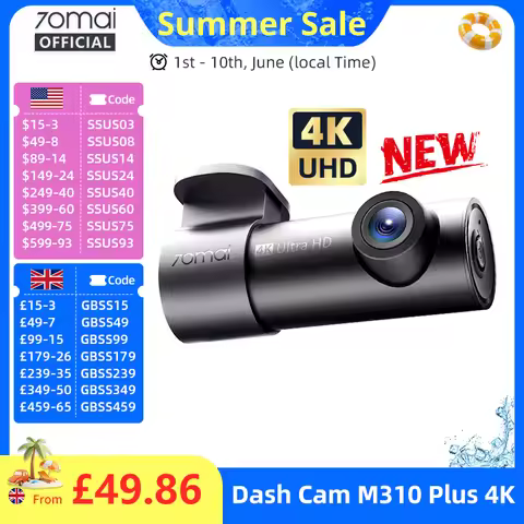 【New】70mai Dash Cam M310 Plus 4K 2160P WDR 360° Rotatable Lens Super Night Vision 24H Parking Survr7