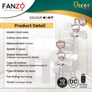 DEKA FIERO Fan FIERO TINY & VIVI 16 Inch 3 Blades 12 Speed DC Motor With Remote Control Ceiling Fan 