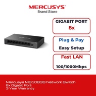 Mercusys  MS108GS 8-Port Gigabit 10/100/1000Mbps Desktop Gigabit Plug & Play Switch with 8-Port (Pow