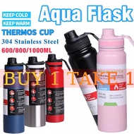 WE 600/1000ml Aqua Flask Tumbler Stainless Steel Sport Water bottle Thermos Flask Tumbler Double Wall Hot &amp; Cold Vacuum Flask Sport Water Bottle