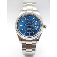 Men Watch RL Sky-Dweller Stainless Steel (41mm) Automatic Movement (No Need Battery) Blue Dial