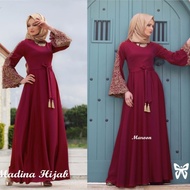 Gamis Wanita Maxi Madinah Baju Muslim Maroon Baju Muslim Wanita