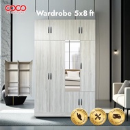 COCO 10 DOOR WARDROBE With Mirror Beige and Grey Colour~5x8 Wardrobe~10 Pintu Almari Baju Murah~Ward