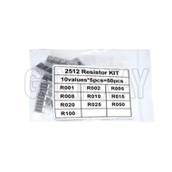 50PCS Alloy resistance 2512 SMD Resistor Samples kit R001 R002 R005 R008 R010 R015 R020 R025 R050 R1