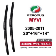 (Front+Rear 3pcs)silicone car wiper for perodua MYVI 2005-2011 2010 2009 2008 2007 banana type Winds