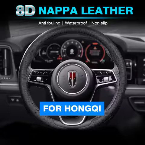 8D Nappa leather Car Steering Wheel Cover For Hongqi E-HS9 H9 L5 HS5 H5 N701 E115 H7 HS7 S9 LS7 HQ9 