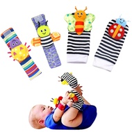 New 0-12 Months Baby Rattles Toys 2/4pcs Animal Socks Wrist Strap Rattle Baby Foot Socks Bug Wrist S