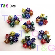 7 Mixed Colors Multi-Sided Dice Dungeons and Dragons Digital Dice Colorful Pearl Pattern Dice Runnin