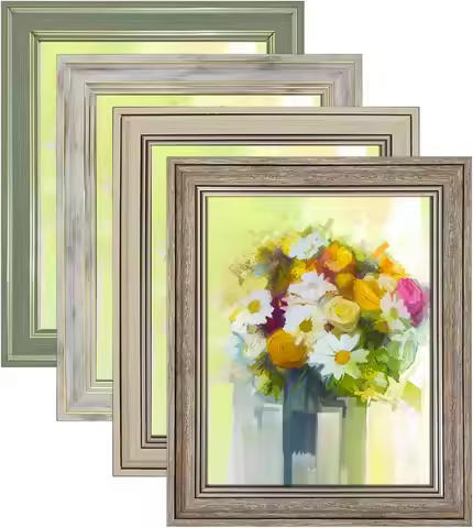 Set of 4 Rustic Farmhouse Picture Frames for Table or Wall Hanging, 8x10 Inches