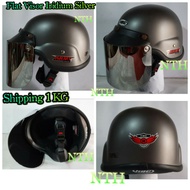 HBC Army Helmet in matte grey and flat Iridium Silver Visor