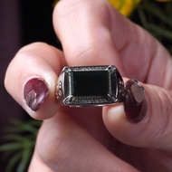 墨翠翡翠馬鞍戒指 925純銀 | 天然緬甸玉A貨翡翠 | 送禮