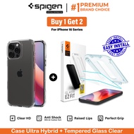 [BUY 1 GET 2] Case iPhone 16 Pro Max Plus Spigen Ultra Hybrid Clear + Tempered Glass Tray EZ Fit Cle