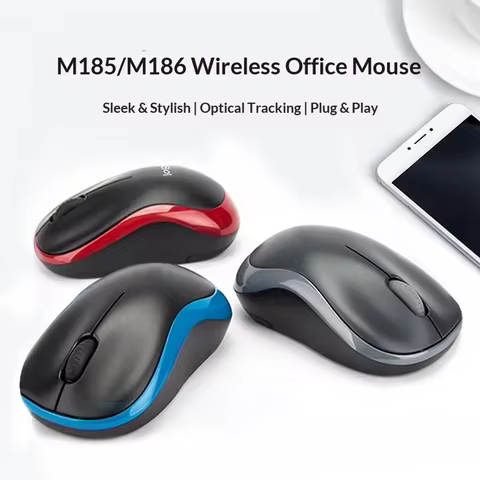 Logitech M185 Wireless Mouse 2.4G Connection 1000DPI Optical Tracking Ergonomic & Mini Portable Ener