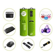 4 件 1100mAh 微型 USB 可充電 AA 電池  fdpckp 4 Pcs. 1100mAh Micro-USB Rechargeable AA Batteries 磁吸充電 USB無線電池