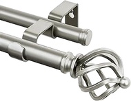 KAMANINA Double Curtain Rod 72 to 144 Inches(6-12 Feet), Dual Curtain Rods for Windows 66 to 120 Inc