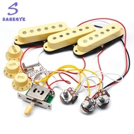 Guitar Pickup Set with 250K Wiring Harness- Single Coil for Electric Guitars in Yellow