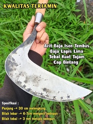 Cengkrong arit sabit untuk ngarit rumput kebun dan sawah baja isen lapis 5