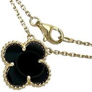 Pre-owned Van Cleef & Arpels Alhambra Onyx Necklace in 18k Gold, 5.1g, 41.5cm, for Women