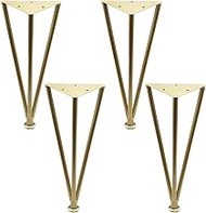 Geesatis 4 Pcs Hairpin Table Legs Gold Adjustable Metal Furniture Legs 3 Rod Feet for Coffee Table D