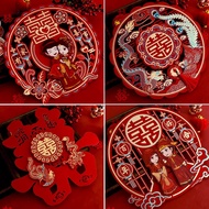 ■✔ 喜字贴 Wedding Supplies 25\35CM Cartoon Wedding Circular Color Printing Wedding Room Decoration Bronzing Wedding Stickers