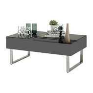 SB Design Square KONCEPT FURNITURE โต๊ะกลางไม้ท๊อปกระจก รุ่น Acadia สีเทา (100X60X40 ซม.)