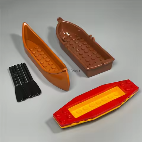 MOC Bricks Dugout Canoe Oar Ship Boat Camp Cabin Gorge Scene Accessories Military Educational Buildi