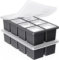 Large Ice Cube Trays for Whiskey: GGOW Big Silicone Ice Cube Trays 2Inch - Huge Square Ice Cubed Tra