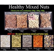 Ready-to-eat healthy mixed nuts 200g/300g/400g (cashew+pistachio+almond+walnut)