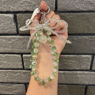 Two-color strawberry crystal phone chain, phone charm, ribbon key chain, bag charm, phone case penda