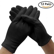 24PCS Black Cotton Gloves for Dry Hands Stretchable Cloth Work Glove Liners for Moisturizing Eczema
