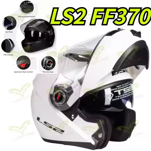 Original LS2 FF370 EASY Flip-Up Helmet Dual Lens Summer Riding Gear Para-Moto LS2 FF 370 Motorcycle 