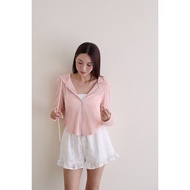 [LEGUSTA] Lower Arc Zipper Hooded Jacket (Pink) -F00626004