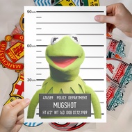 Sablon Print DTF Digital Muppet Kermit The Frog Mugshot Siap Setrika Sendiri