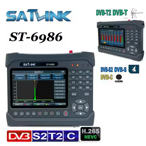 Satlink ST-6986 PRO DVB-S2/S DVB-T/T2 DVB-C ST6986 h.265 hevc 10bit meter with Fiber Optic tester ST