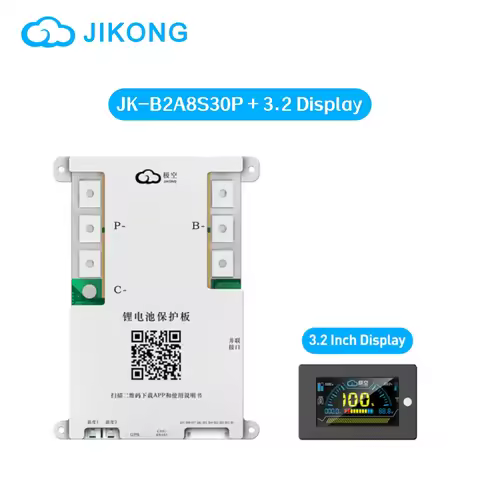 JIKONG Smart BMS JK-B2A8S30P+3.2inch LCD Display 4S-8S Lifepo4 Li-Ion Lto Battery 12V/24V Current 2A