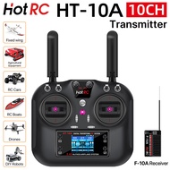 HOTRC HT-10A RC Transmitter 10CH 2.4G 1.7Inch Screen With F-10A Receiver For Model Airplanes RC Boat