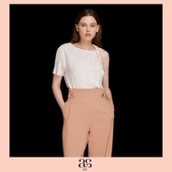 [asv aw23] Riley Twisted Jersey Top เสื้อผู้หญิง คอกลม แขนสั้น แต่งแขนเสื้อบิดเกลียว