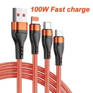 100w 3 in 1 cable Multi Charger Cable For xiaomi mi 17 1612 10 11 9t cc9 max 3 mix 4 redmi note 11 1