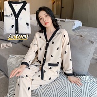 Korean Luxury Sleepwear Long Sleeve Challis Pajama Walcotta Fabric Sleepwear Pajama Set For Women Nightwear