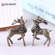 AN.MART 2PCS Pure Copper Deer Sculpture Ornaments Solid Brass Deer Miniature Figurines MY