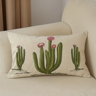 30*50cm 1pc Cactus bunga Embroidery Linen membuang kes bantal, kes Rectangle botani, Cover bantal hiasan untuk ruang tamu bilik tidur Sofa Sofa, hiasan rumah hiasan bilik hiasan parti tiada bantal masukkan