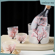 [AmlesoMY] Japanese Sake Set Japanese Style 1 Sake Bottle 1 Sake Tank and 4 Sake Cups for Picnic Wed
