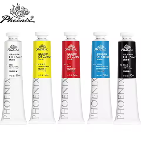 PHOENIX Studio Oil Paint Set - 5 Colors X 50ml / 1.69 Fl Oz Great Value Set - Professional Oil Based