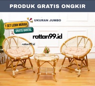 KURSI TERAS ROTAN KERANG JUMBO SET,KURSI TERAS ROTAN MINIMALIS,KURSI TAMU ROTAN RATTAN99.ID