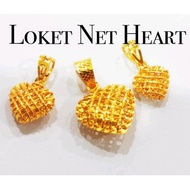 Merdeka Gold 916 Net Heart Pendant / Loket Love Jaring Emas 916 ( 1g - 2g+ )