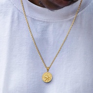 Krkc & Co Coin Neck pendant GOLD MEDALLION Neck CHAIN compass/st. คริสโตเฟอร์/ สิงโต/แมงกะพรุน/วงกลม
