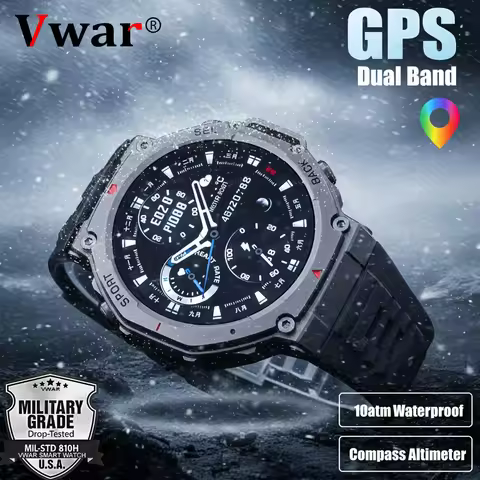 New T-Rex 3 Pro Dual-Band GPS Military Smart Watch 48mm 5ATM Water-Resistant 500mAh Battery Compass 